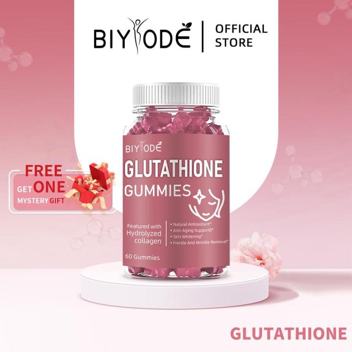 BIYODE Glutathione Gummies Tanaman yang dilindungi dengan kolagen Gummy  pemutih kulit beauty Gummies cahaya Vitamin kolagen(Satu botol 60 Pcs) |  Lazada Indonesia