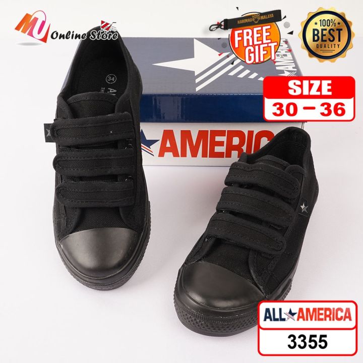 Mu Kasut Sekolah Hitam All America 3355 Black School Shoes Kasut