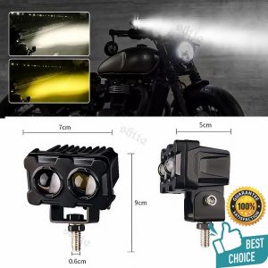 Universal 60W Dual Color Motorcycle Mini LED Headlight – Hi/Lo Beam Waterproof Auxiliary Fog Driving Light