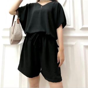 One Set Setelan Long Square Nagita Hotpans Crinkle Airflow Celana Pendek Wanita Viral