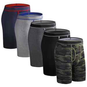 5pcs Mens Panties Long Leg Boxer Shorts Letter Elastic Waistband Long Men Underpants Cotton Underwear For Man Boxers Brand2026