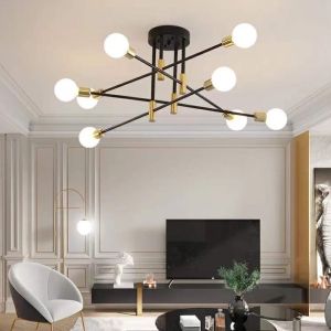 Nordic Led Pendent  Lamp Modern Chandelier Ceiling Light  For Living Room Vintage Wrought Iron Ceiling Lamp Center Drop Light Hanging Lamp For Living Room Bedroom Decorate