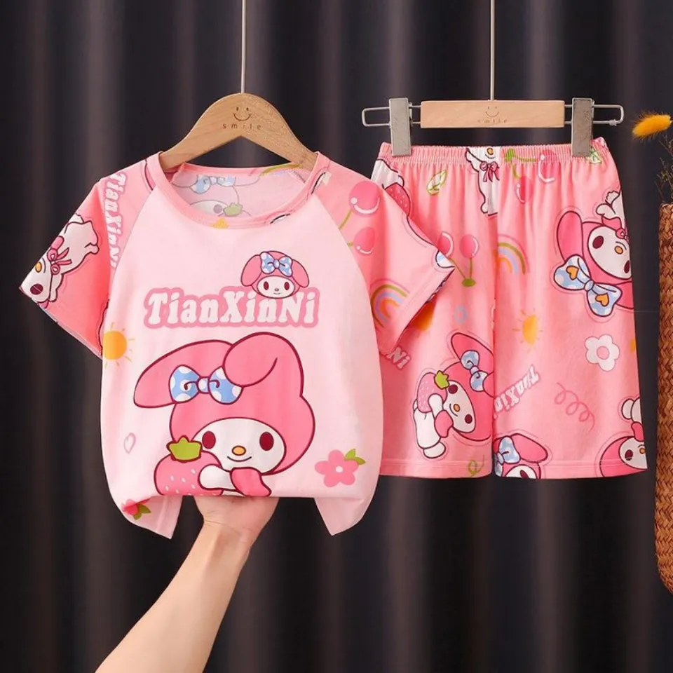DXSS Summer Girls Short Sleeved Pajamas Kuromi Cinnamoroll My