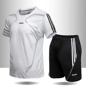 Luoke Mens Quick- drying Sportswear Short Sleeve Shorts Round Neck T Shirt Loose Outdoor Sports Suits