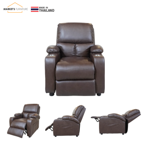 Markets Fur โซฟารีไคลเนอร์ เก้าอี้พักผ่อน เบาะหนัง เอนนอนได้ 170 องศา มีที่วางแก้ว และกระเป๋าใส่ของ 2 ข้าง รับน้ำหนักได้มากถึง 120 กก.