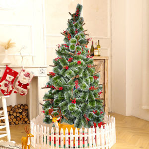 GSE 8FT Berry Christmas Tree with 1300 Tips for Fullness - Artificial Snowflake Christmas Tree with Metal Stand Lightweight and Easy to Assemble New Year Indoor Outdoor Decoration Tree 5FT 6FT 7FT 8FT