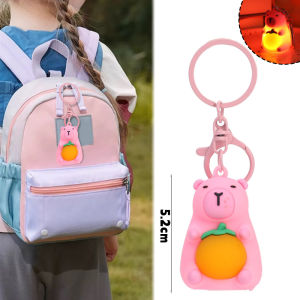 พวงกุญแจตุ๊กตา Capibala พวงกุญแจกระเป๋าเป้สะพายหลังไฟกลางคืนปลาโลมาน่ารักอุปกรณ์เสริมขนาดเล็กห้อย