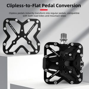 Portable Clipless to Flat Pedal Conversion Kit Aluminum Alloy Corrosion-Resistant Lightweight Material Compatible with Road Mountain Bikes