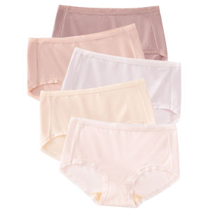 5 Pack Ladies Knickers Mid Waisted Cotton Underwear Stretchy Panties for Women M-XXL