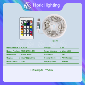Horici Lampu LED Strip RGB 5M &10M/Cahaya Mengagumkan Untuk Layangan/Natal Dan Kamar Tidur/Waterproof (IP66) Dengan Remote Bluetooth Sensor/Strip Lampu Kontrol Suara