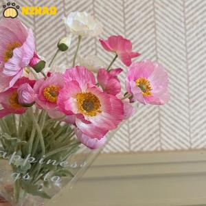 【N2HAO】 High Quality Beautiful Artificial Poppy Silk Flowers Fake Flower for Home Wedding Salon Party Luxury Decoration