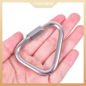 [CANAMEK] Triangle Carabiner Stainless Steel Keychain Snap Clip Hook Buckle Screw Lock