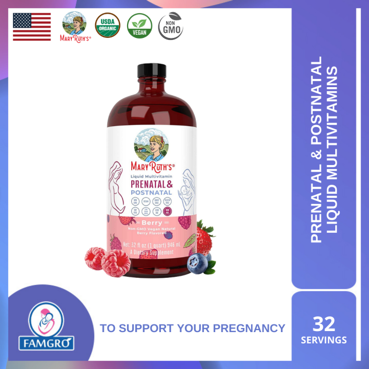 Mary Ruth Prenatal + Postnatal Liquid Multivitamin 32oz Berry Flavor