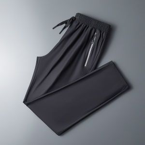 Celana Pria Saku Ritsleting Celana Cepat Kering Panjang Ice Silk Fabric Keren Ringan Bernapas Elastisitas Pants K6601M