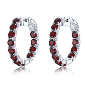 925 Sterling Silver Clip Earrings for Women Natural Peridot Sky Blue Topaz Amethyst Citrine Garnet Gemstone 4.7Ct Fine Elegant Jewelry Gift