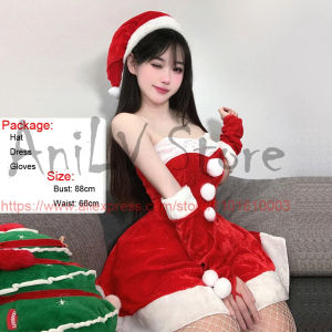 LaAnilV New Christmas Series Santa Claus Uniform Cosplay Xmas Plush Red Velvet Warm Dress Outfits Costumes