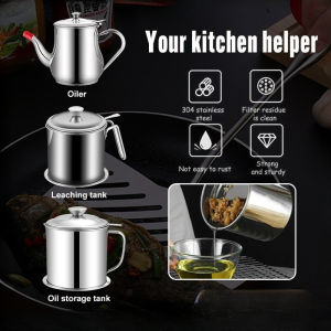750/1.2ML Stainless Steel Oil Canister with Filter Oil Filter Kitchen Kettle Oil Storage Bottle