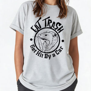 [Local Stock] HBESTY  Possum Eat Trash Get Hit By Car Funny Opossum Men  Women T-Shirt Kawaii Clothes Funny Outdoors High Quality Cotton Short-sleev