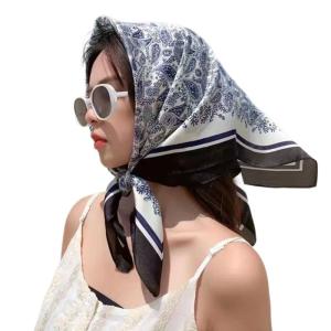 Thời trang nữ in hoa khăn choàng đầu chống nắng headwrap khăn quàng vuông cho thanh lịch dịp nghỉ đạo cụ chụp ảnh