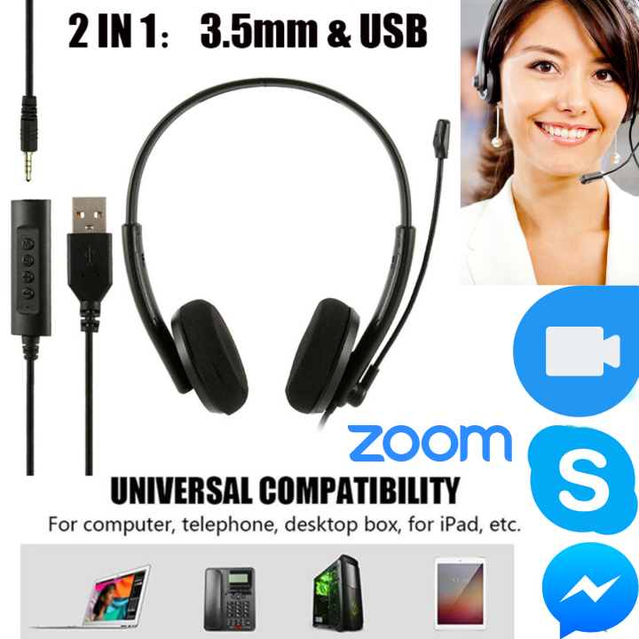 Headphones with mic for conference online calls