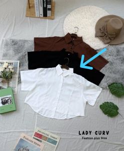 เสื้อครอป รุ่นเชิ้ตแขนสั้น เซ็กซี่ ใส่สบาย รอบอกใหญ่ใส่ได้ อวบ อ้วน