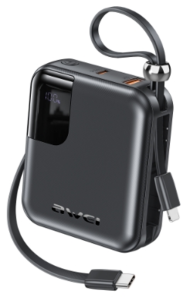 CCC Awei P560L 10000mAh 22.5W/20W PD Built in Cable Powerbanks 22.5W Super Fast Charging Power Bank With Charging Cable Type-C Easy to Carry High Quality Safety Battery For iPhone iPad Samsung Tablet OPPO Pad Vivo Honor Xiaomi Realme Huawei Local Warranty
