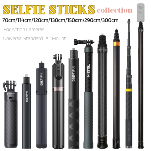 Selfie Stick Monopod Extensible Rod Wand Pole Aluminum Carbon Fiber Invisible 120cm 3m For Insta360 X4 X3 X5 Accessories