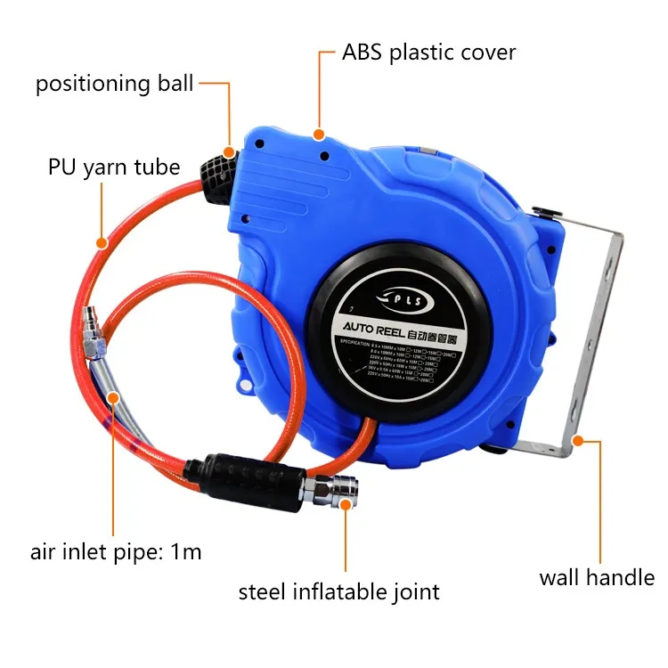 air hose reel compressor Retractable auto rewind air angin reel wall Most  Popular 10m Wall Mounted Water Holder Garden Automatic Retractable Air Hose  Reel 1/4 10M 260PSI