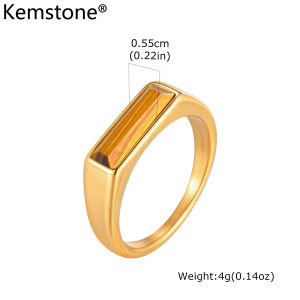 Kemstone nhẫn thép không gỉ đá mắt hổ màu ngọc lam cho nam giới vàng bạc trang sức thời trang màu