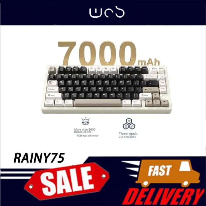 Wob Rainy75 Tri Mode Customized Mechanical Keyboard Wireless Bluetooth Cnc Aluminum Rgb Gasket Pc Accessories .
