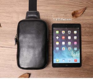 กระเป๋าคาดอกหนังวัวแท้สำหรับแท้ผู้ชายกระเป๋าสะพายข้างไหล่หนังวัวแบบสบายอเนกประสงค์ผู้ชายกระเป๋ากระเป๋าสะพายบ่าคาดเอวสำหรับ Ipad NASVA 7.9นิ้ว