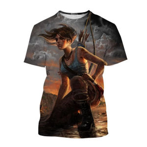 [Local Stock] VCC Tomb Raider 3D Printed T shirt Casual O-neck Loose Short Sleeve Tops Fashion Mens and Womens T-Shirts Hip Hop Trend Streetwear