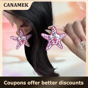 【 CANAMEK 】 Fashion Exaggeration Summer Marine Starfish Earrings For Woman Holiday Party Bohemian Jewelry Accessories Gifts