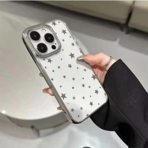 Y2K Stars Fashion Clear Cases For iPhone 15 Pro Max Case iPhone 16 Plus 13 14 15 12 11 17 Air XR Transparent Plating TPU Cover
