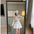 Rok Kue Halus Baru Gaya Korea Rok Pendek Putih Rok A-line Pelangsing Pinggang Tinggi Wanita. 