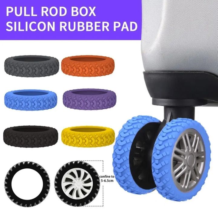 8pcs Silicone Suitcase Wheel Protection Case With Silent Sound Travel Luggage Caster Shoes 2083