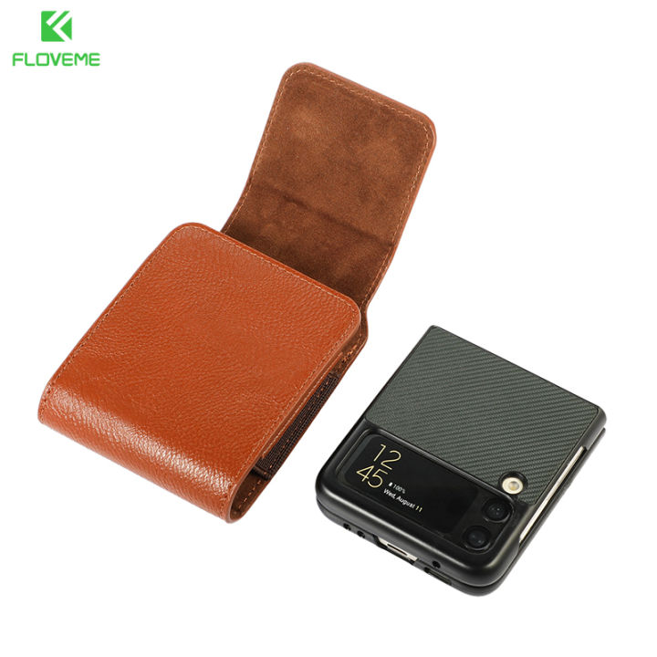 FLOVEME Belt Clip Case for Samsung Galaxy Z Flip 3 5G Leather Waist Bag