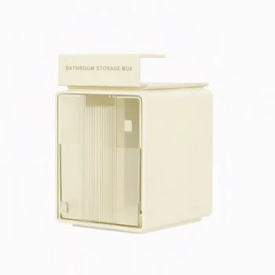 JESSLILY Yellow White Cosmetic Storage Box Hanging Design Compartmentalized Sorting Storage Box Creative Plastic Pull-Out Storage Drawer Bathroom Organization