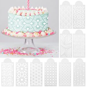 OKDEALS Plastic DIY Craft Decorating Tools Wheat Spike Pattern Baking Cookie Lace Border Fondant Printing Baking Templates Cake Stencil Sugar Sieve Mold