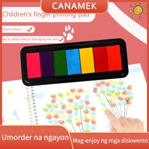 CANAMEK 7 Colours Washable Finger Paint Set Kids Creative Palm Finger Paint Ink Pad Kids Paint Educational Tool Kit Drawing Inkpad Toys