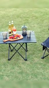 [โต๊ะแคมป์ปิ้ง] โต๊ะสนาม ม้วนเก็บได้ โครงเหล็ก พับเก็บได้ กลางแจ้ง ในร่ม แคมป์ปิ้งปิกนิก พกพาง่าย สะดวกสบาย DP