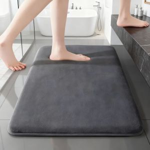 Solid Color Bathroom Mat Bathroom Floor Mat Door Mat Household Non Slip Foot Mat Coral Velvet Absorbent Quick Drying Door Mat