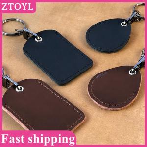 ZTOYL💝 Vintage PU Leather Keychain Protective Case Door Lock Access Control Tags Card Bag Key Tag Ring
