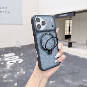 Luxury Cherry Red Case For iPhone 17 16 15 14 Plus 13 Pro Max 16e 17e 5G Heat Dissipation Breathable Phone Shell Magnetic 360° Ring Holder Transparent Cases Cover