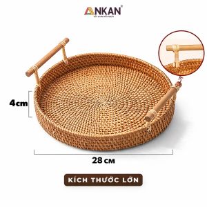Rổ Đựng Thực Phẩm Đan Tre Đan Cao Cấp - Rổ Decor Nhà Cửa Đa Năng Có Tay Cầm