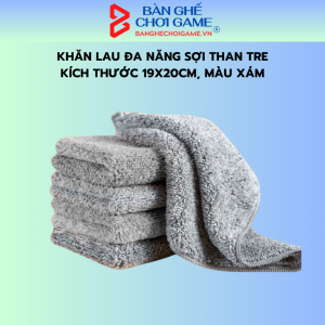 Khăn lau sợi than tre màu xám lông mềm kt 19x20cm không may viền/may viền (Số lượng 1 chiếc)