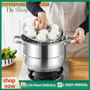 【HPS】 High-Quality 11 Inch Stainless Steel Steamer with 3 Tiers and Secure Handles for Efficient Food Steaming and Preservation