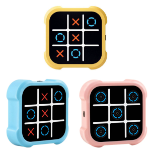 Travel Noughts and Crosses Game Board Game for Kid Adult 4 in 1 Handheld Puzzle Game Toy Electronic Educational Game
