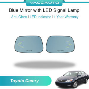 VACC AUTO Blue Mirror with LED Signal Lamp Side Rearview Winker Mirror Lens For Toyota Camry XV30 ACV30 2001-2006 Car Accessories