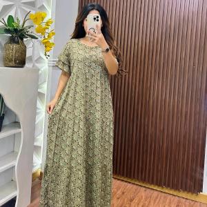Fashion Wanita Midi Maxi Dress Khayla Dress DST Collection Rayon Motif Twill Polos Busui Friendly